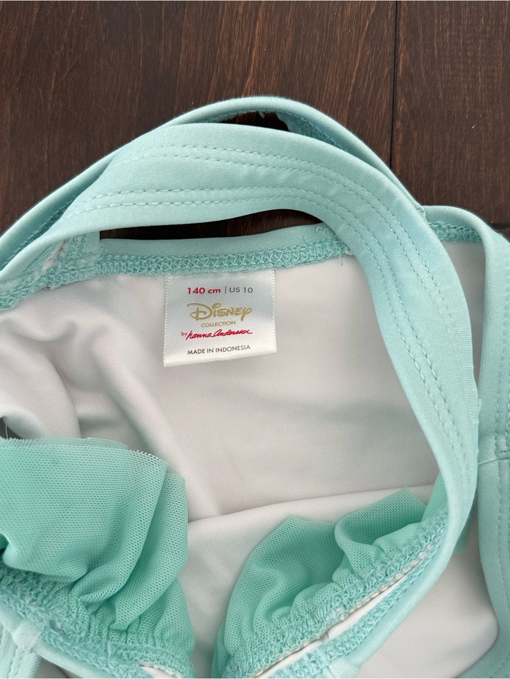 Hanna Andersson Aqua Teal Princess Graphic One-Piece Swimsuit - Picture 2 of 2